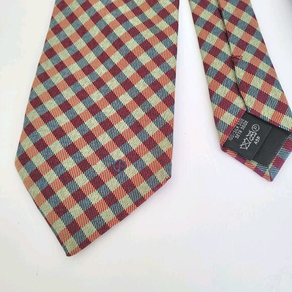 Dunhill Men's Neck Tie Made In England Designer Silk Multicolor Plaid Check Logo - Picture 2 of 5